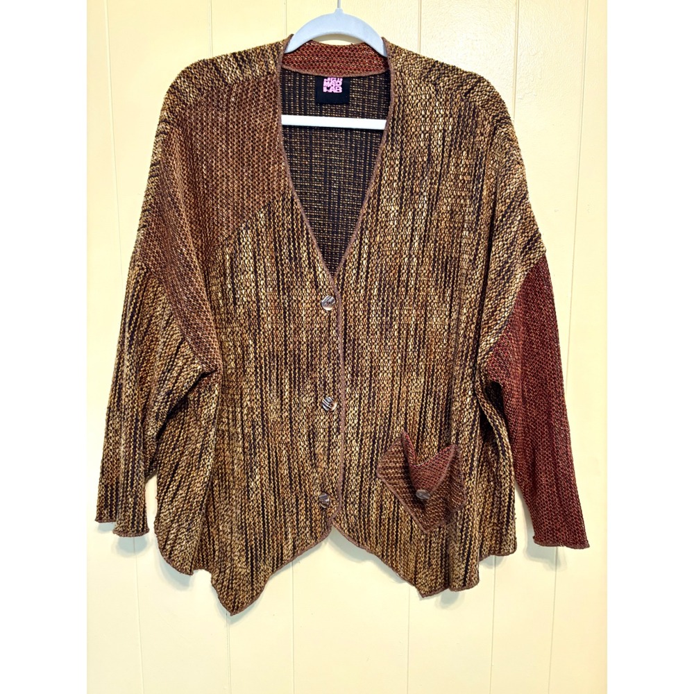 Vintage JG's Mad Lab Staley Gretzinger Brown Metallic Cardigan Boho Jacket‎ L/XL